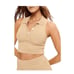 SER.O.YA Serena Collared Knit Top Croissant Tan Sweater Cropped Sleeveless L