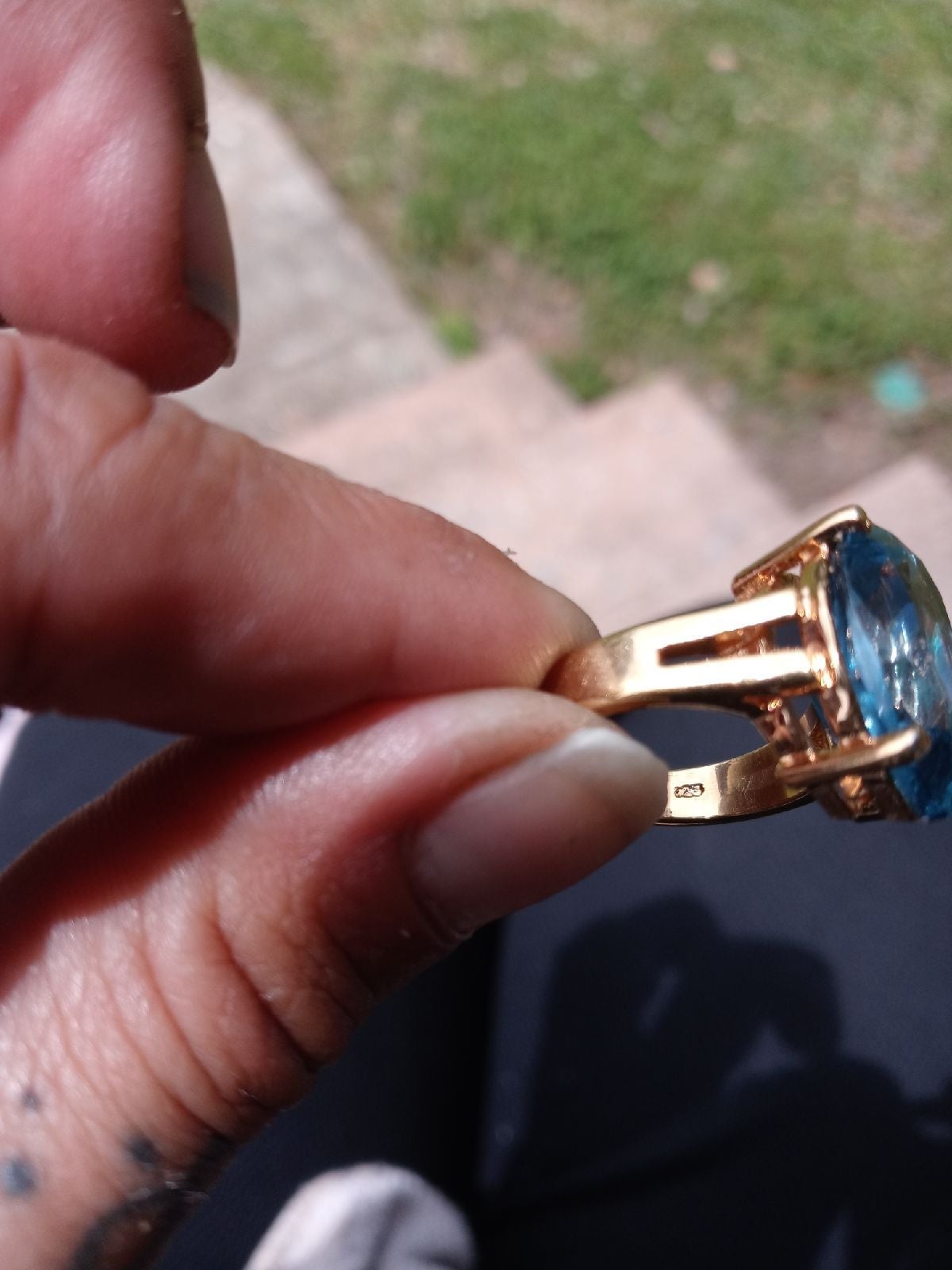 Antique real aquamarine .925 offers w/gold over