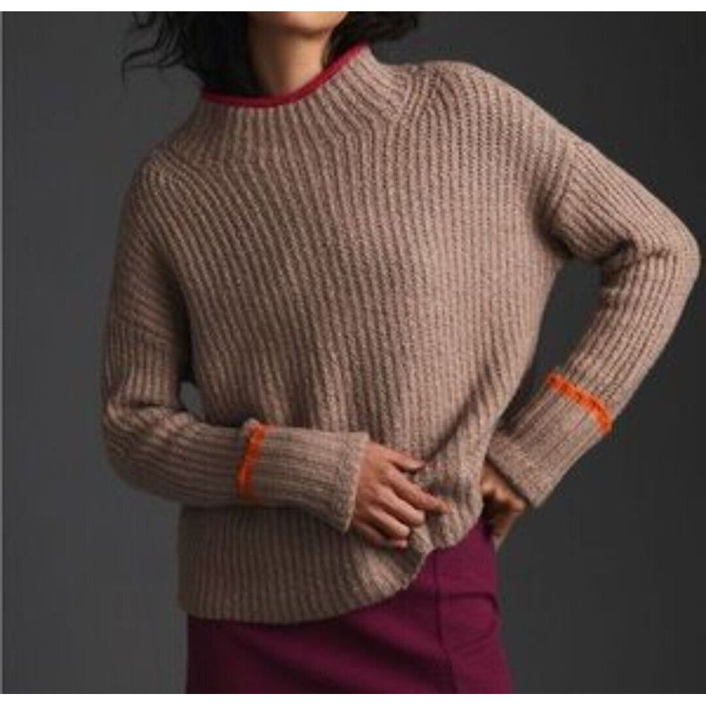 Maeve Anthropologie Size XS Mauve Sweater Oversized Boxy Short Mock Neck