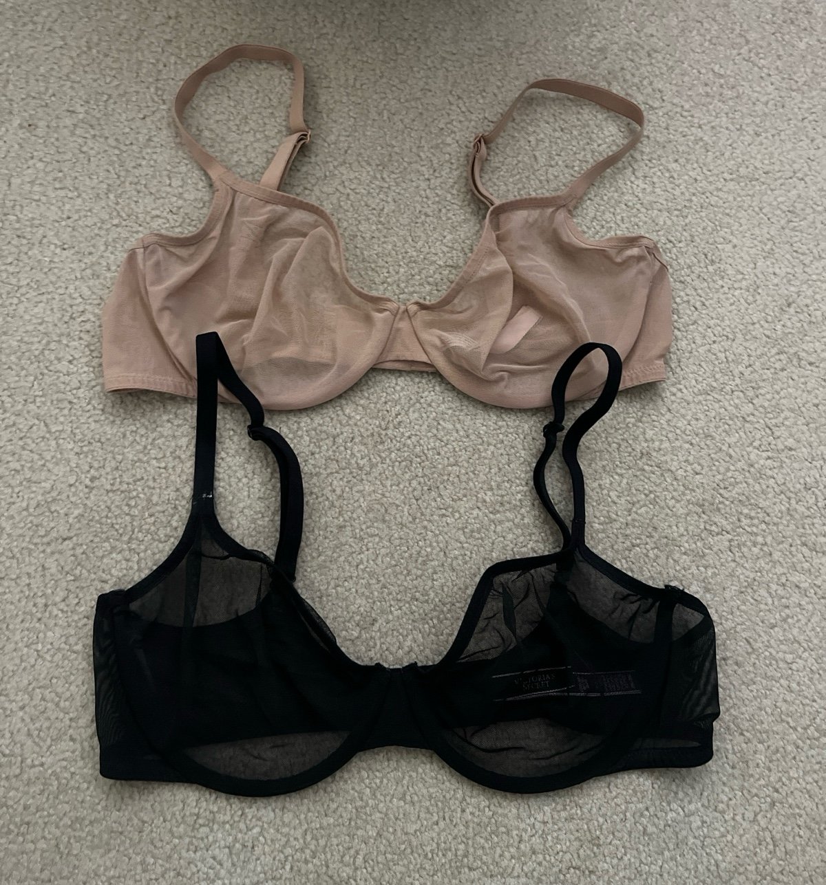 Bundle of 2 VS sheer unlined demi bra - 36D