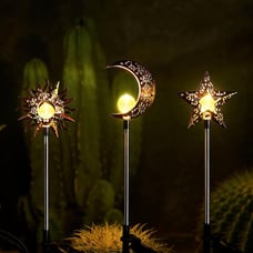 Solar Lights Outdoor Garden Decorations Sun Moon Star Stake Light