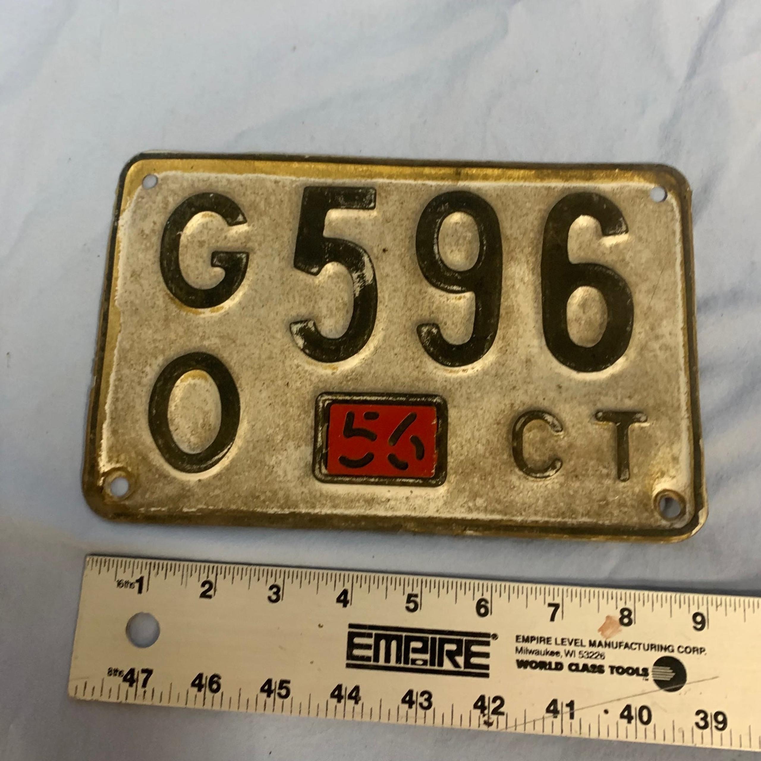 Vintage Antique License Plate CT