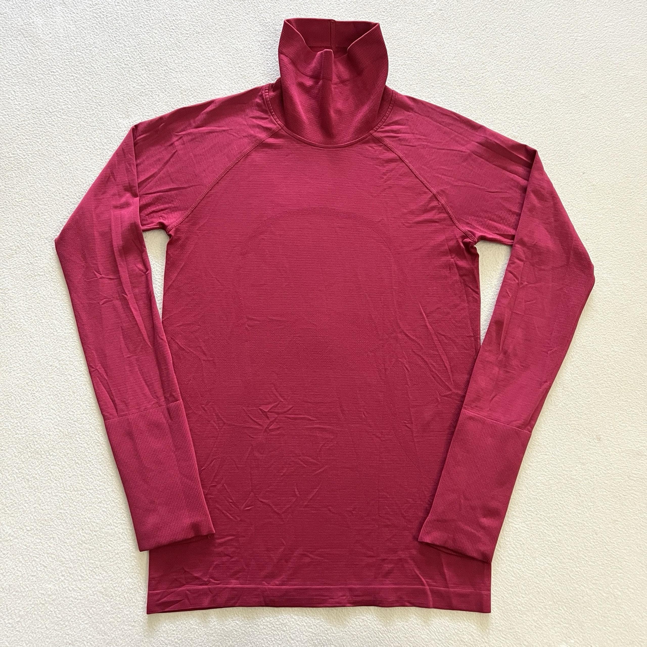 Lululemon Women Swiftly Speed Turtleneck Violet Red Berry Pink Thumbholes Top 6