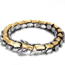 silver n gold dragon head/bone bracelet