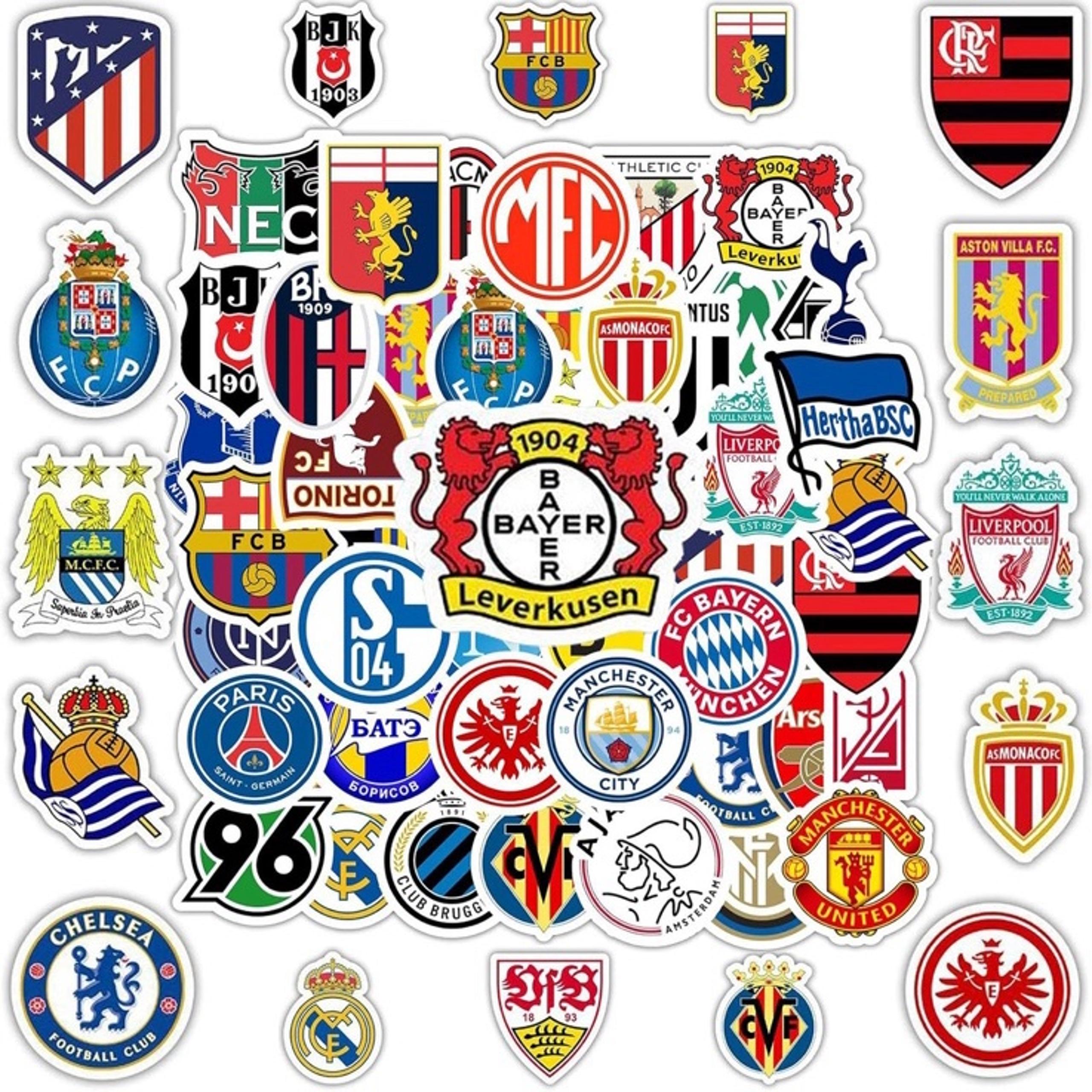 100pcs Football Teams Logo Stickers - Waterproof Vinyl Decals