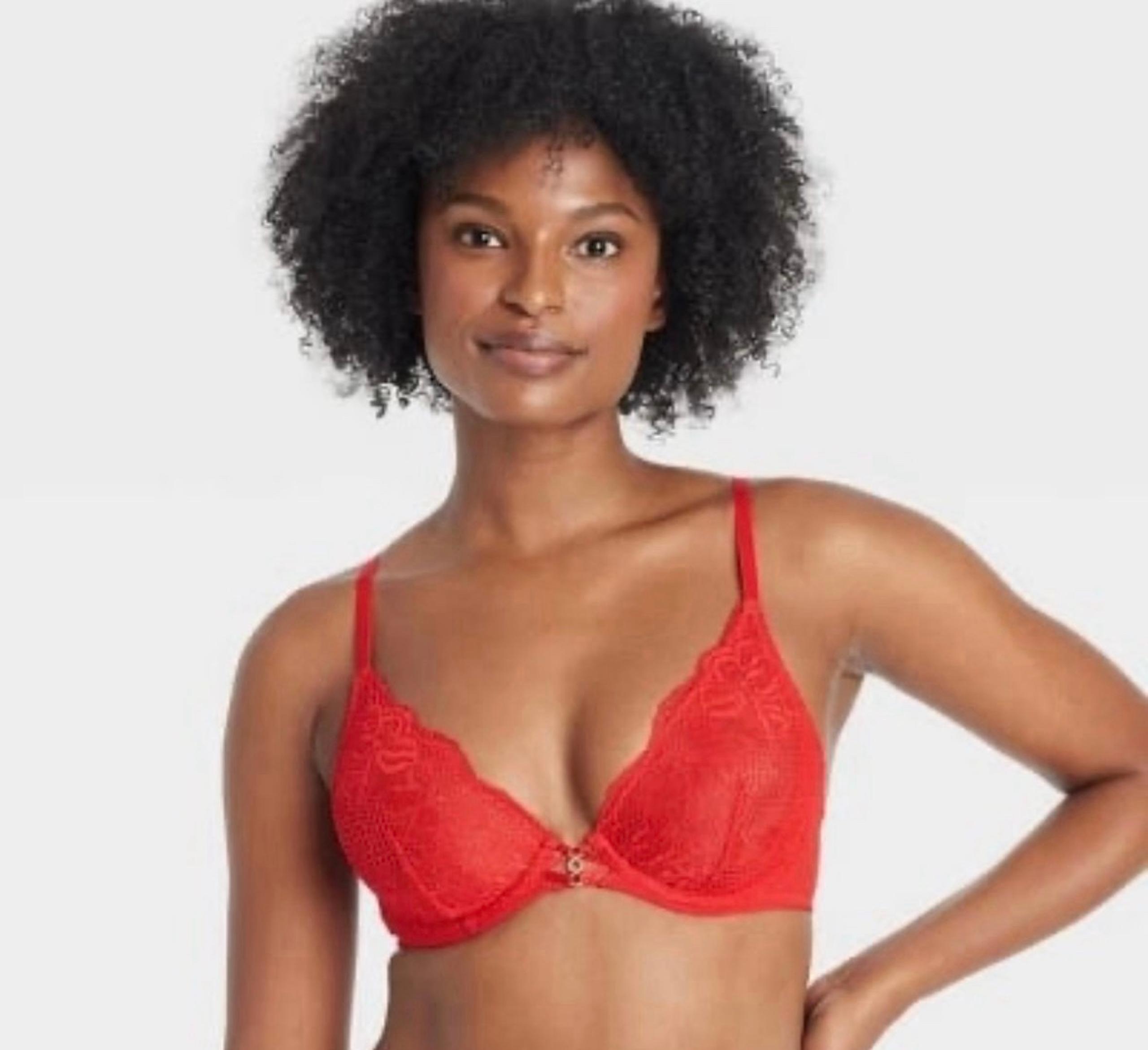 NEW Auden Red Fishnet Lace Unlined Underwire Bra, Size 36A