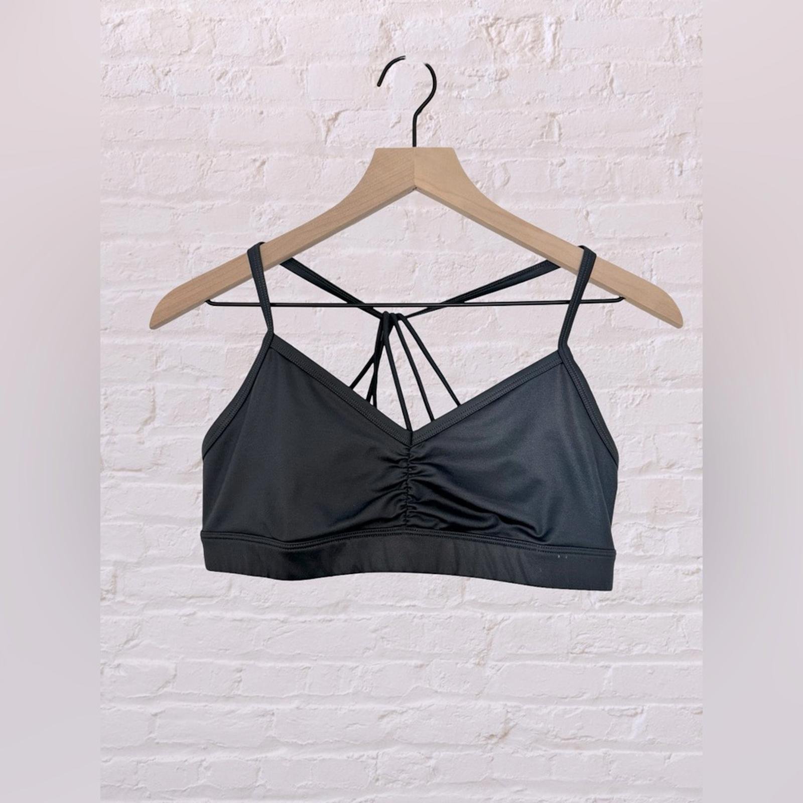 Alo Yoga Womens Sz Large Charcoal Gray Black Strappy Bralette Sports Bra