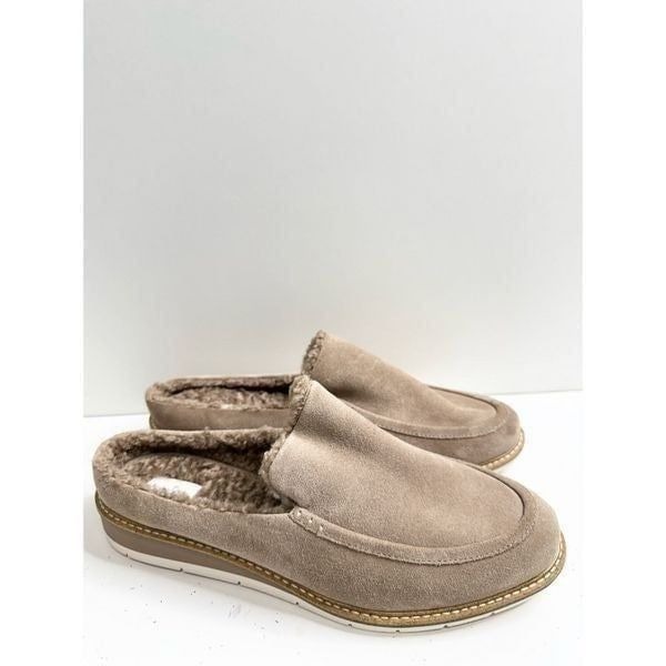 Me too Mules Womens Size 10 Tan Leather Upper Hayley Shearling Slip On Shoes