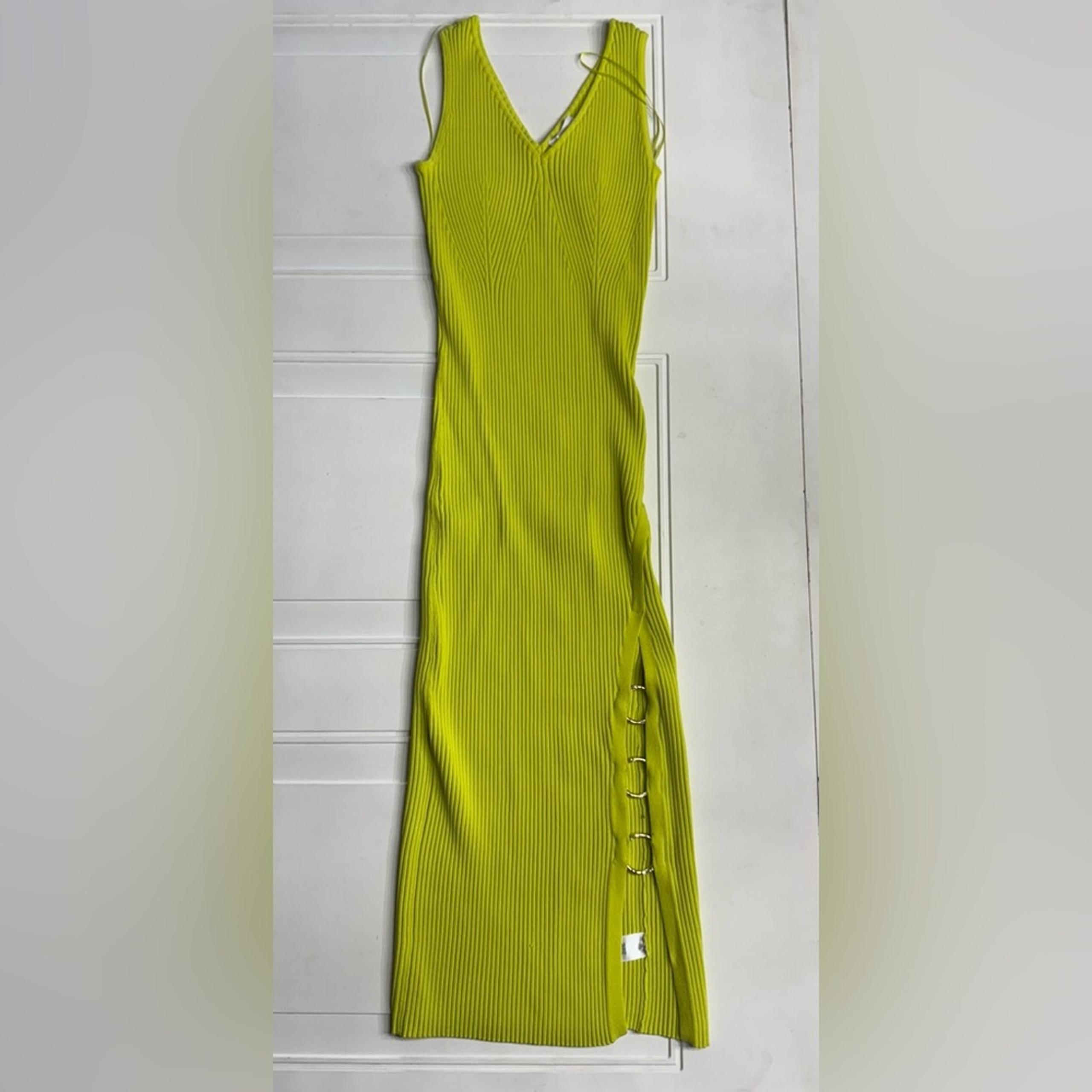 NWT Neon Green Bodycon Maxi Dress Size Small Ring Detail - House of Harlow 1960
