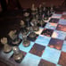 Scrapbook Chess Set - Blue Crystal Gold (Resin Pieces)