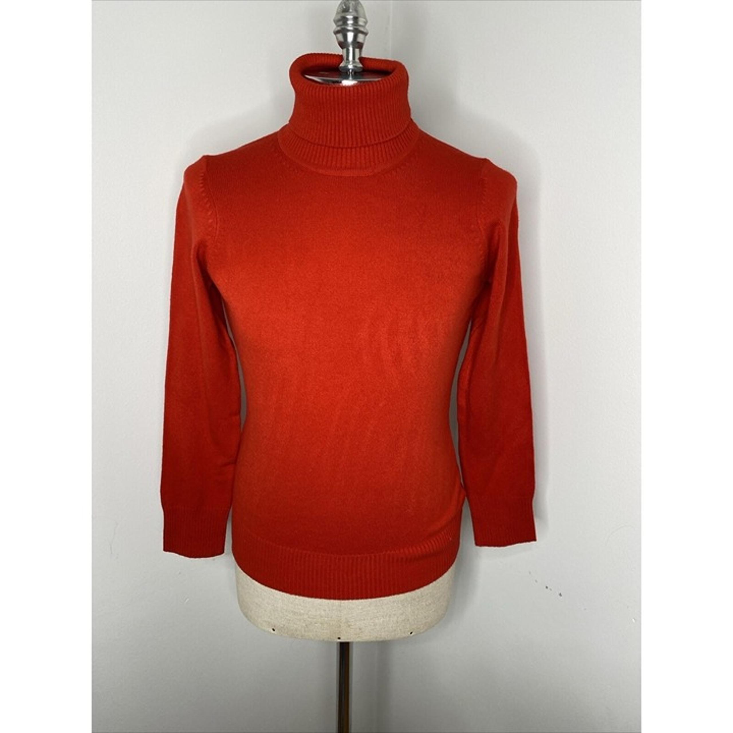 French Connection Womens Turtle Neck Sweater Sz L Red Shirt Top