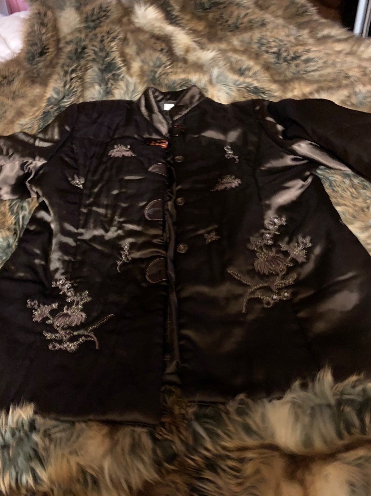 Beautiful black satin embroidered jacket