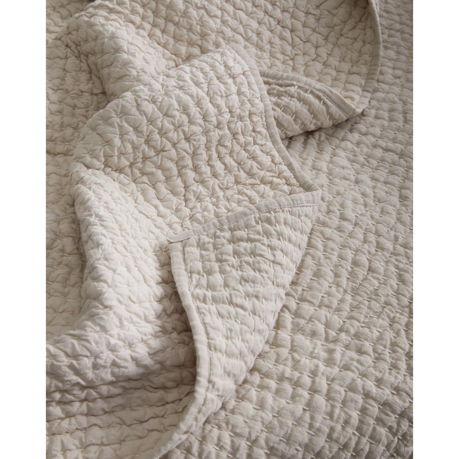 Quince Euro-Linen Cotton Stitch Quilt Size Queen Color Natural ~ NWOT
