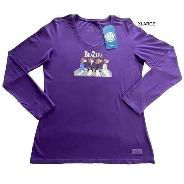 LIFE IS GOOD Womens XLARGE Beagles Long Sleeve Tee