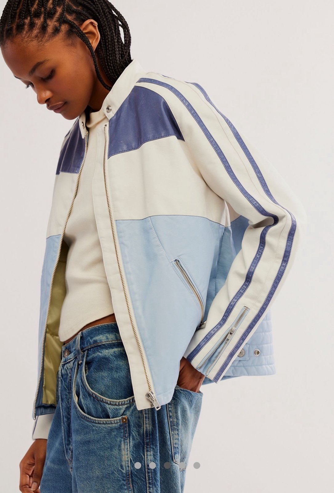 NWT XL Ryder Jacket Vegan Moto Jacket Purple Blue & White MSRP 158