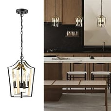 Modern Chandelier, Black & Gold Pendant Light, 4-Light fixture adjustable height