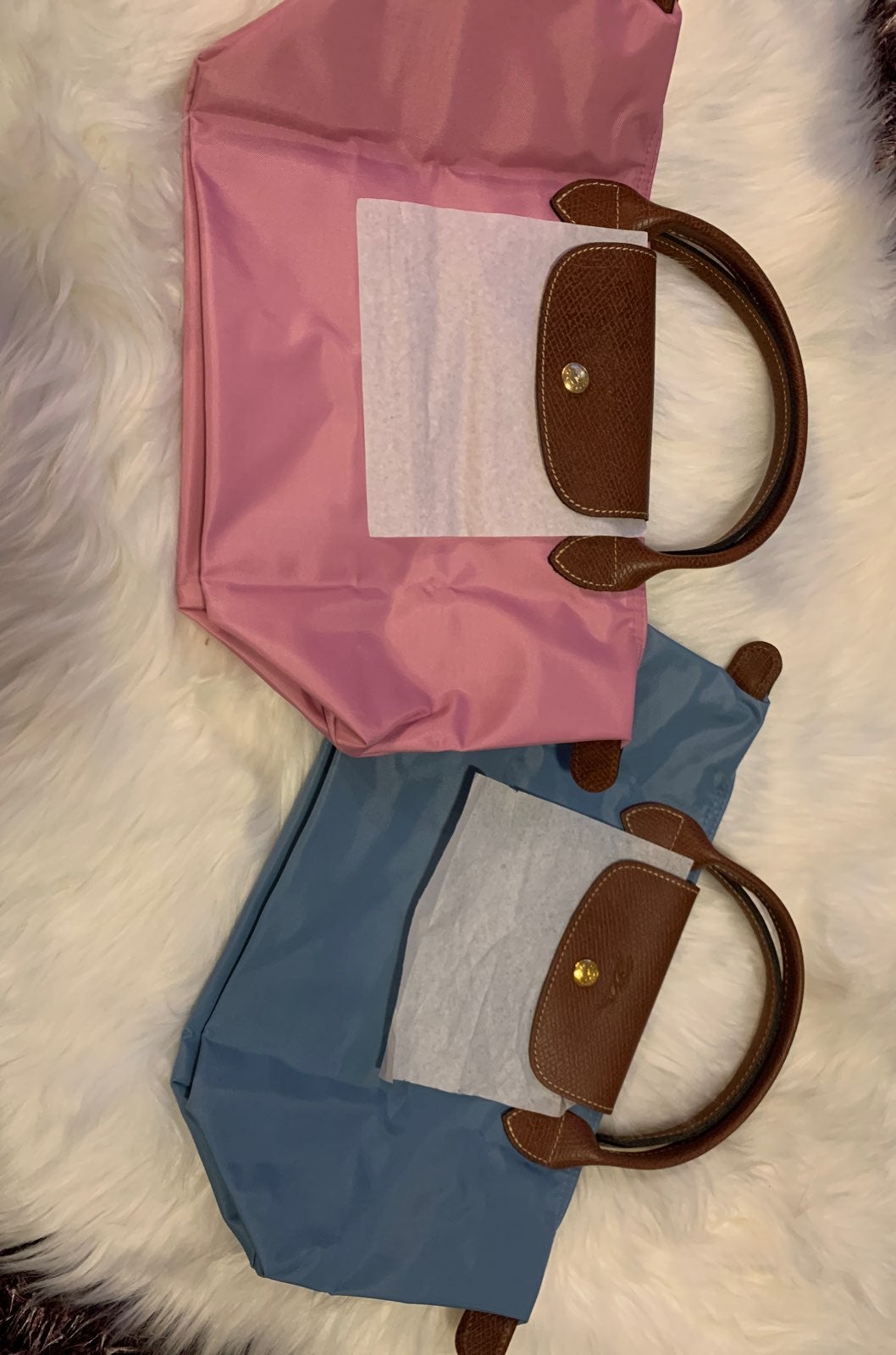 small longchamp tophandle bag pink/blue