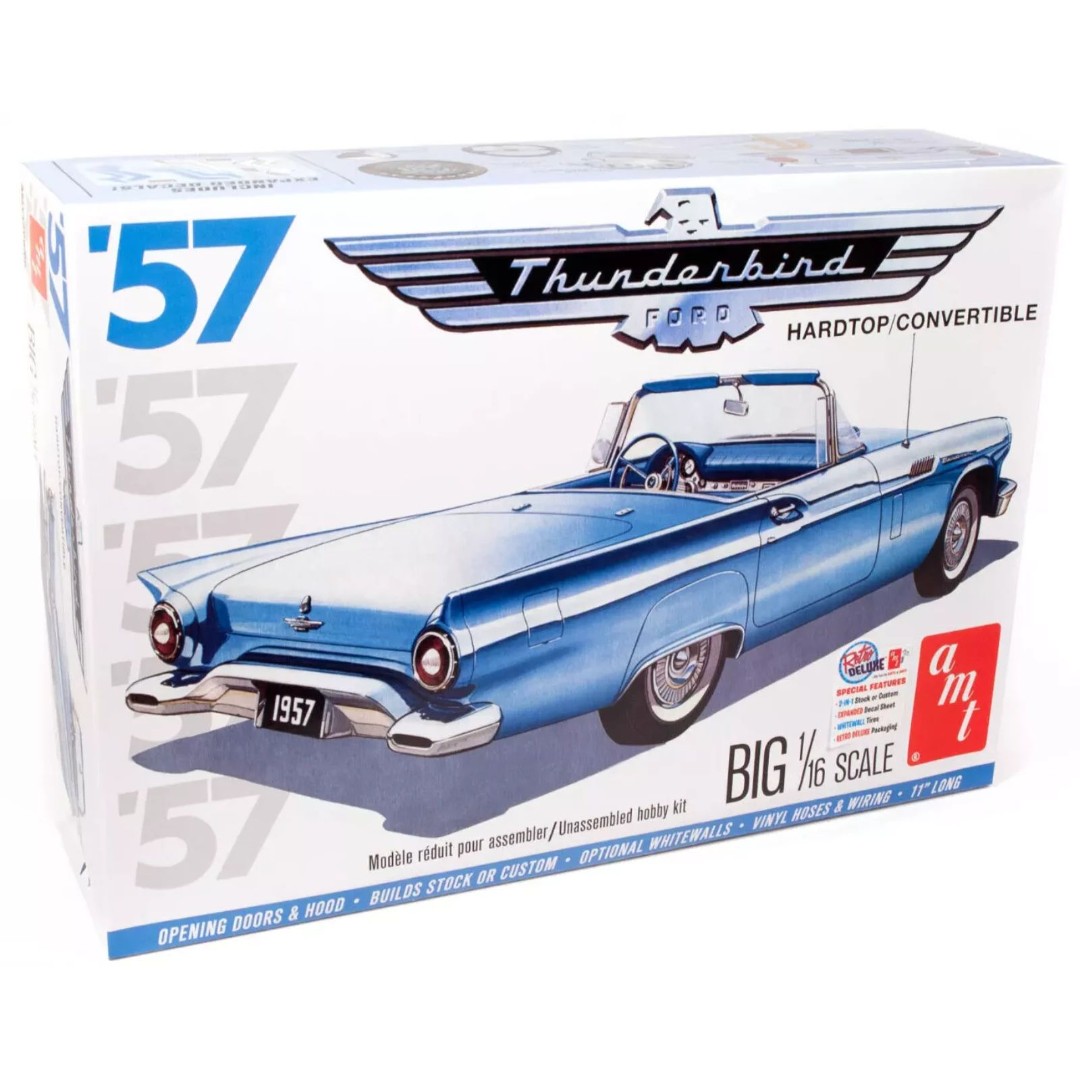 AMT 1957 Ford Thunderbird Hardtop/Convertible Big 1:16 Scale Model Kit 1206 OLS