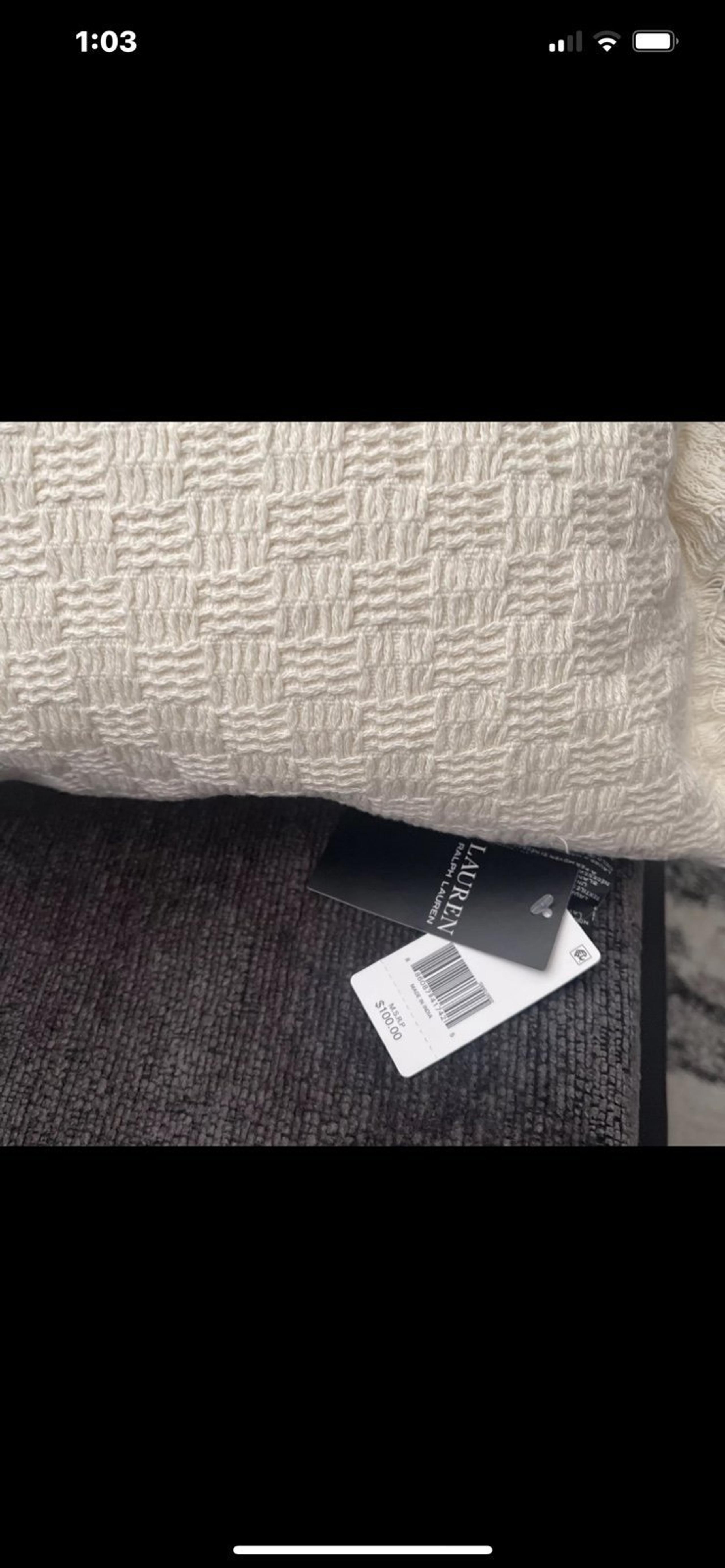 Lauren Ralph Lauren Callen Basketweave Throw Pillow Cream NWT $100