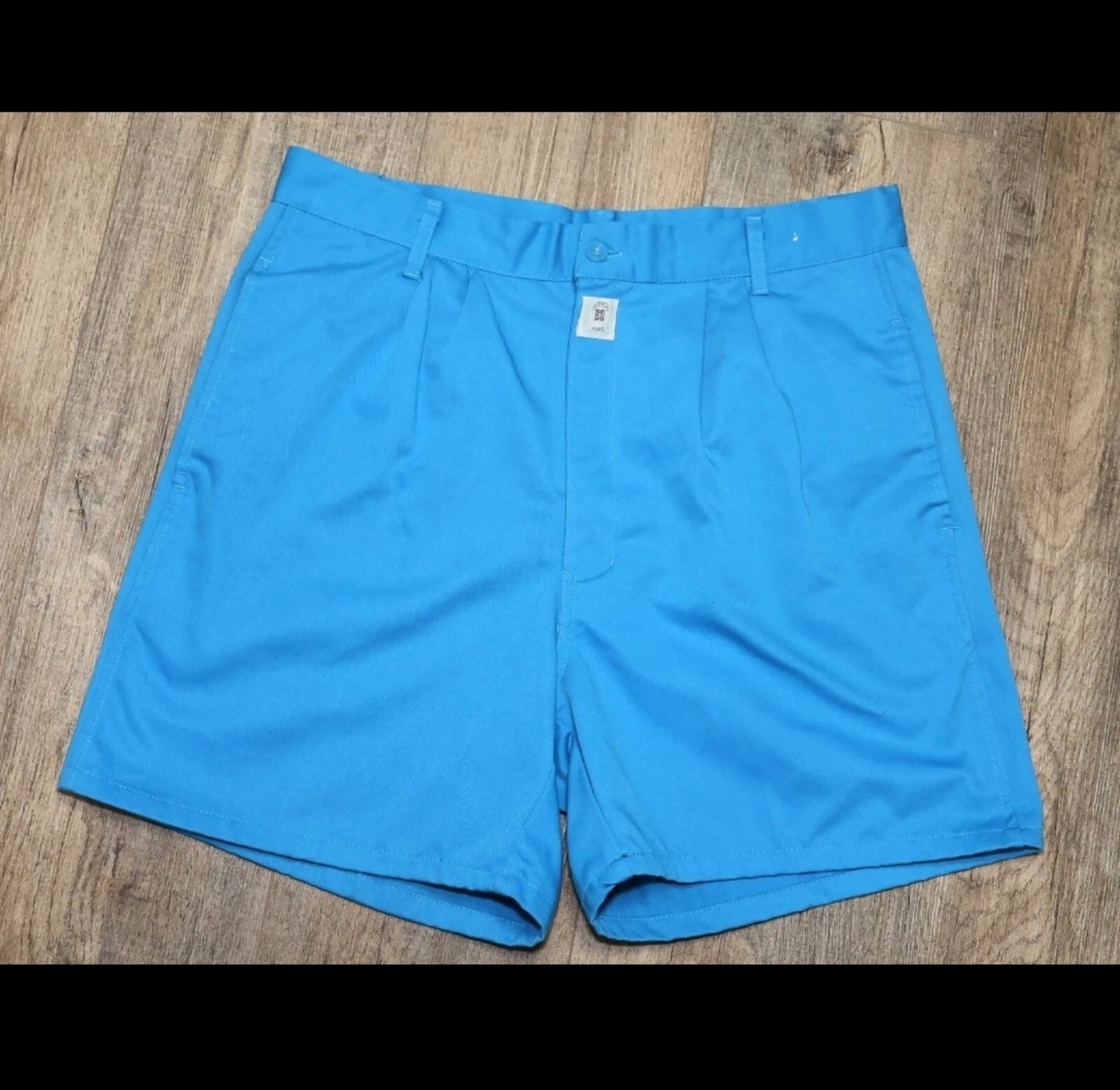 Givenchy Paris Active Mens 34 Vintage Shorts Pleated Front Blue Retro 80s 90s