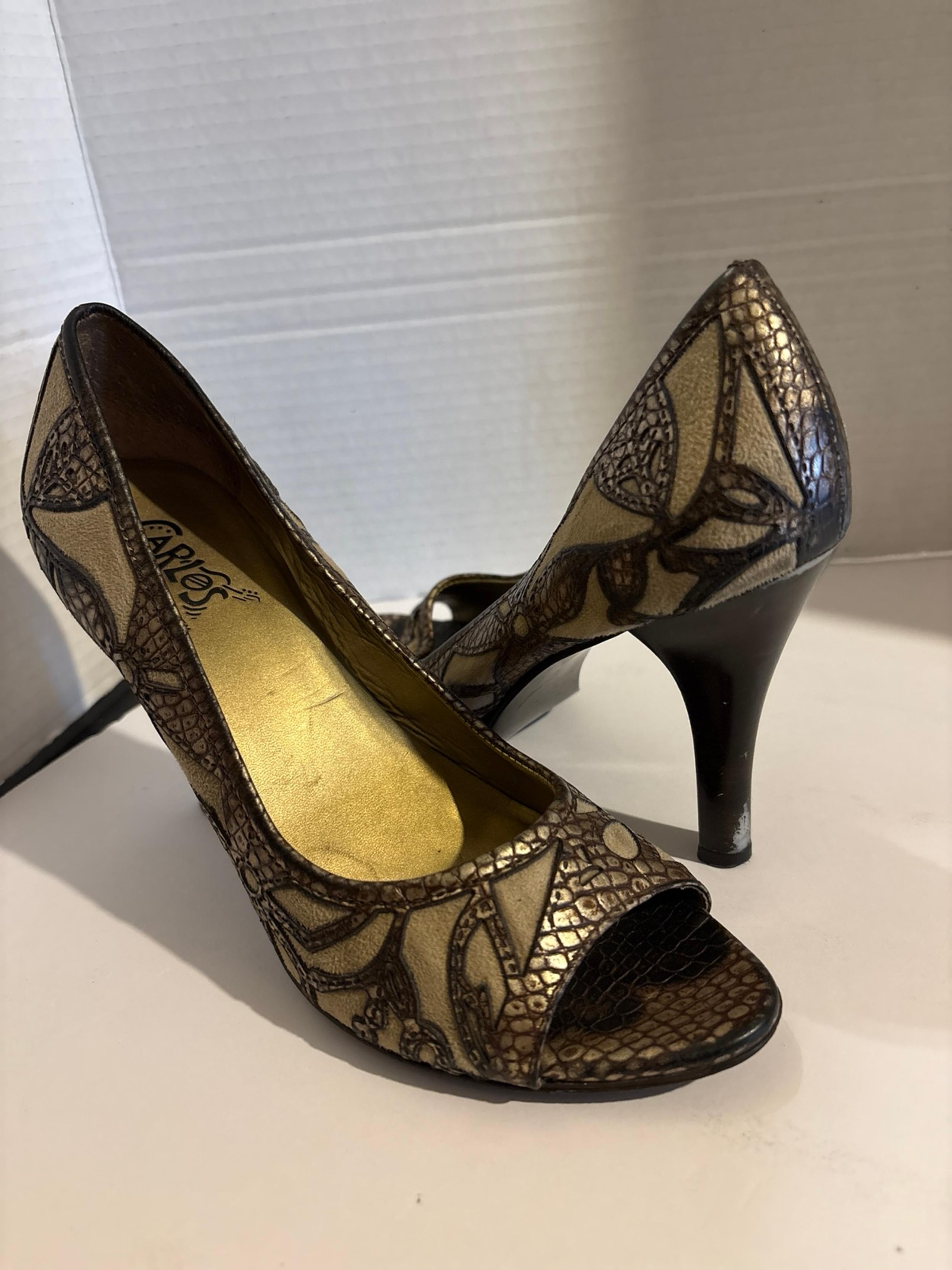 Womens ladies Y2K Carlos by Carlos Santana Brown high heels # 6M Redemption