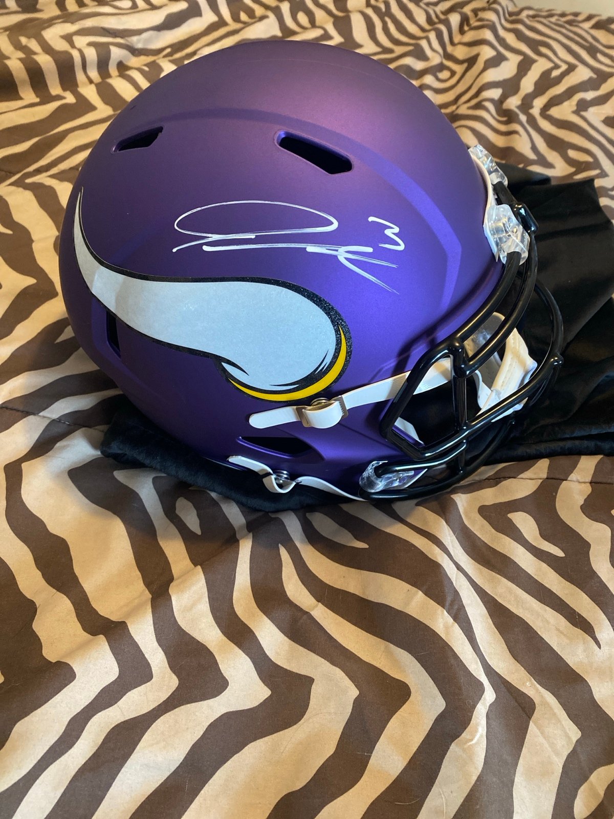 Jordan Addison Signed Minnesota Vikings F/S Replica Helmet W/ Fanatics cert