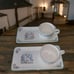 Gien’s Pierrot and Columbine 4 PCS. of Ceramic 2 Cups and 2 Breakfast Trays. Vtg