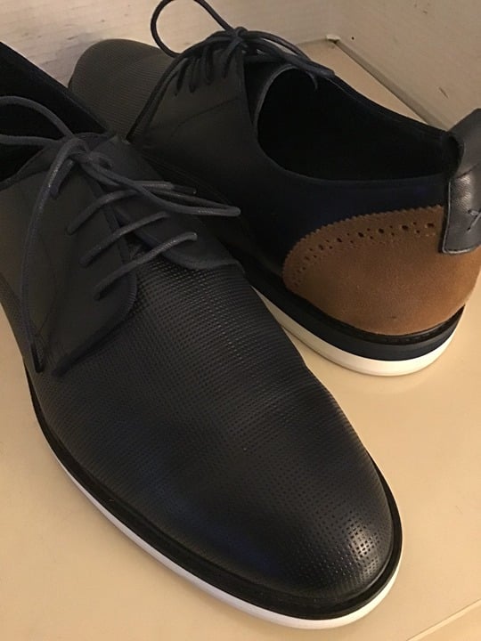 Zanzara men navy leather oxford shoes US 13