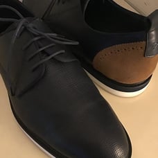 Zanzara men navy leather oxford shoes US 13