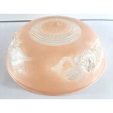 VTG Ceiling Light Globe Fixture Hanging Frosted Glass Pink Floral Art Nouveau