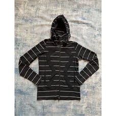LululemonBlack White Stripe Stride Hooded Jacket Size 8