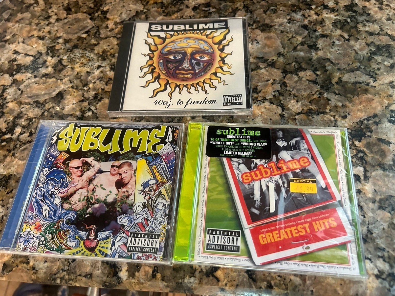 Lot 3 Sealed Vintage Sublime CDs 40 Oz To Freedom Second-hand Smoke Greatest Hit