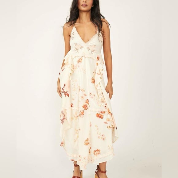 Free People Audrey Printed Maxi - Copper Rose Combo