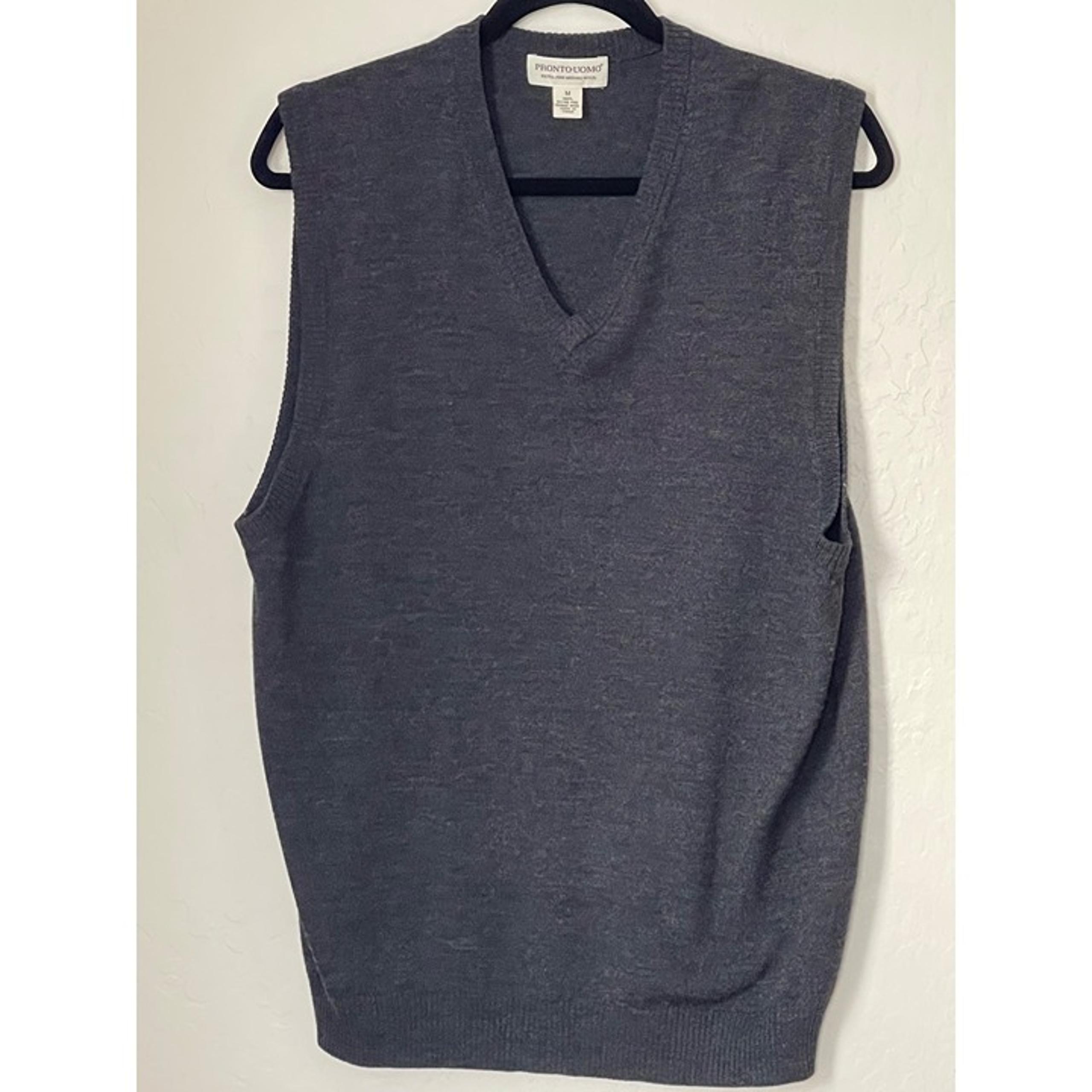 PRONTO-UOMO 100% Extra Fine Merino Wool Men's V Neck Sweater Vest Size Med EUC