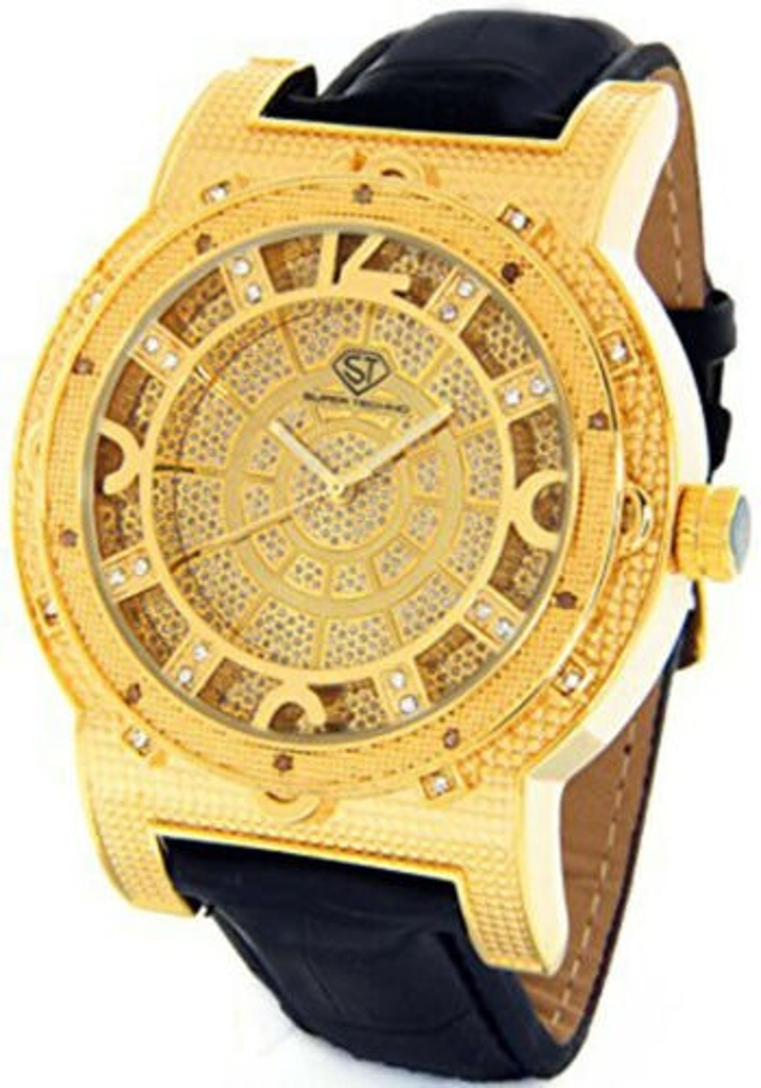Super Techno Yellow gold tone case .10Ct