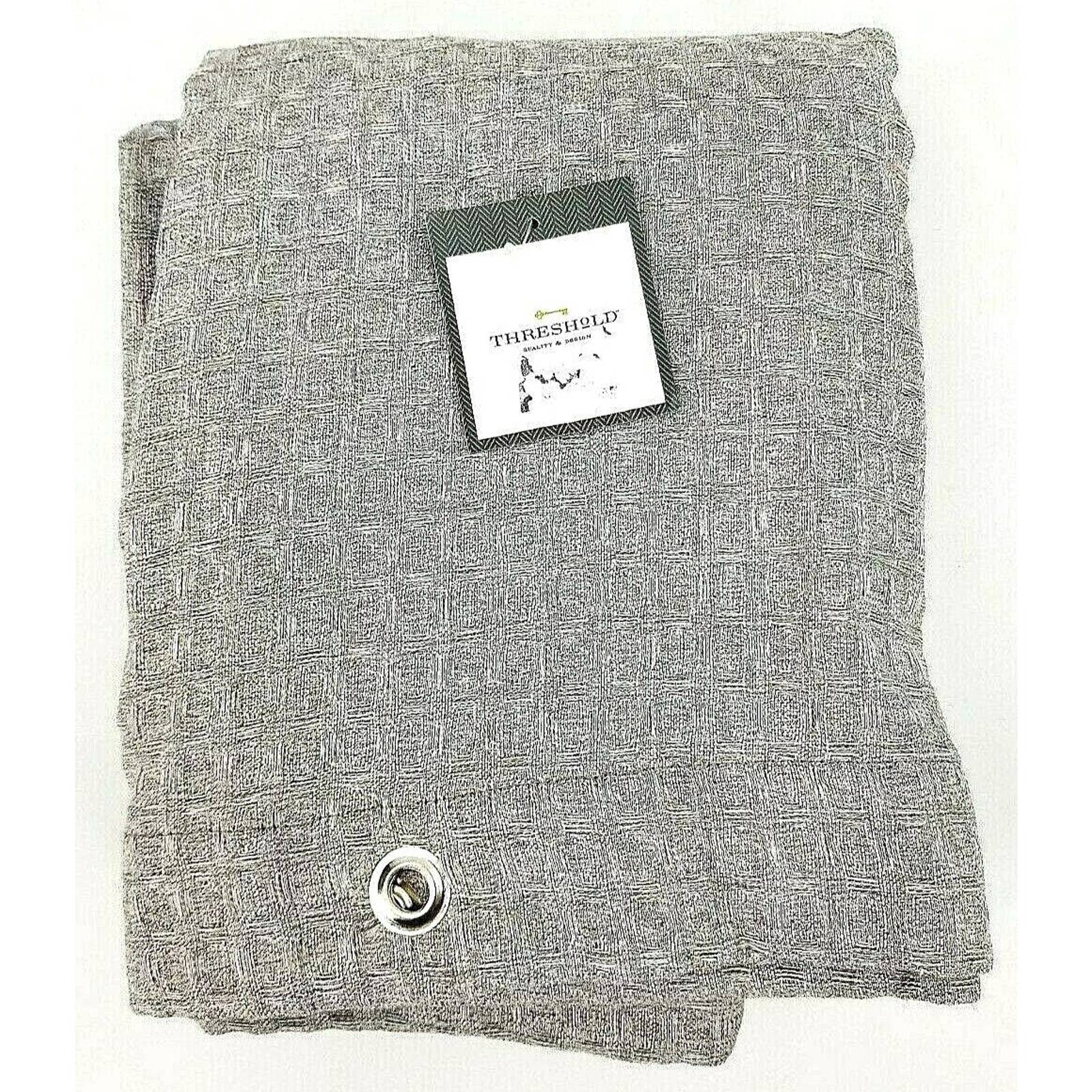 Threshold Waffle Weave Feathered Grey Fabric Shower Curtain 72 W x 84 L