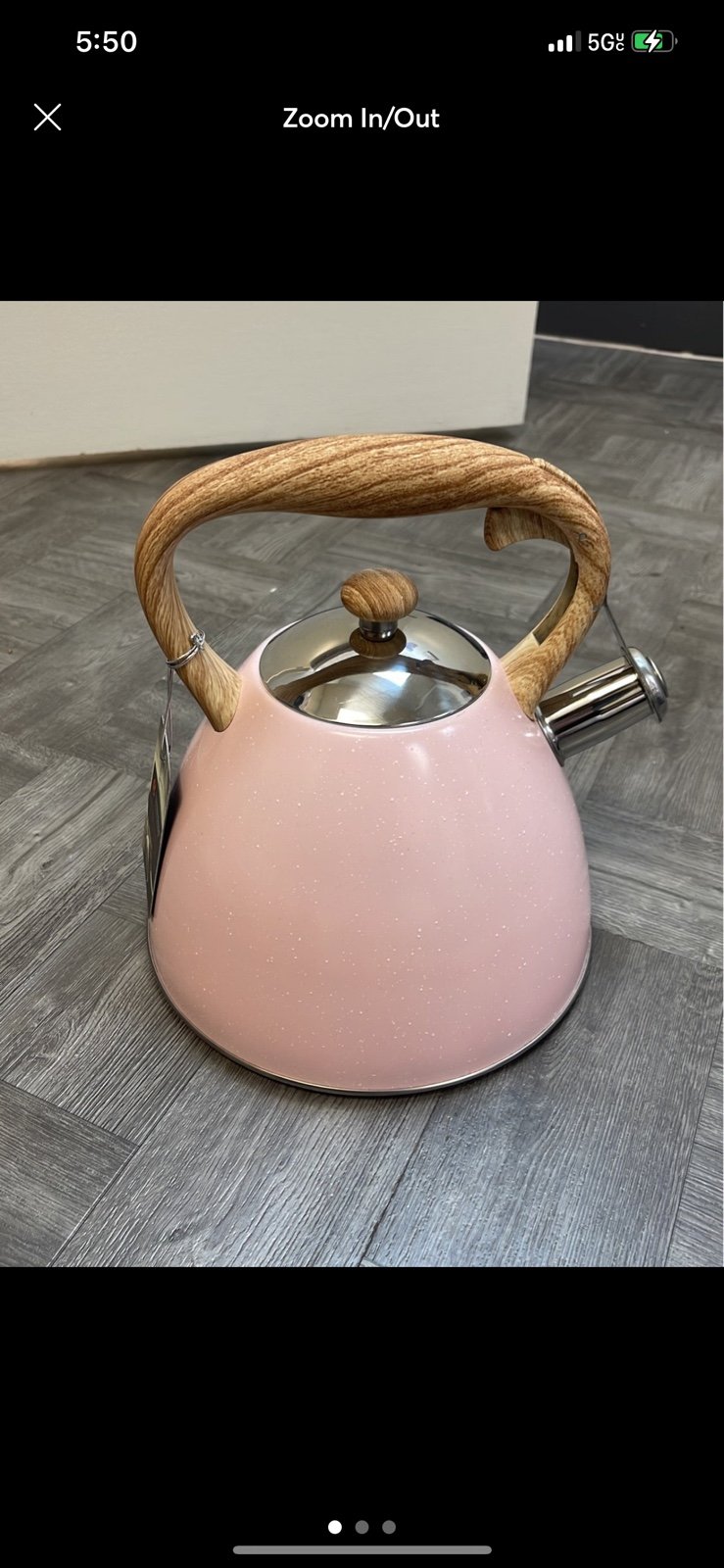 Speckled Pink Whistling Kettle NWT