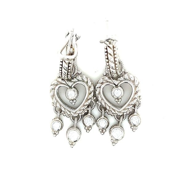 Judith Ripka 925 Heart Dangle Cz Earrings