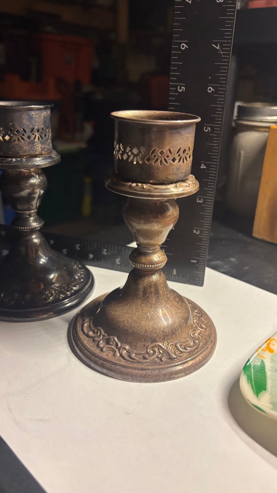 Set a vintage sterling silver candle hold