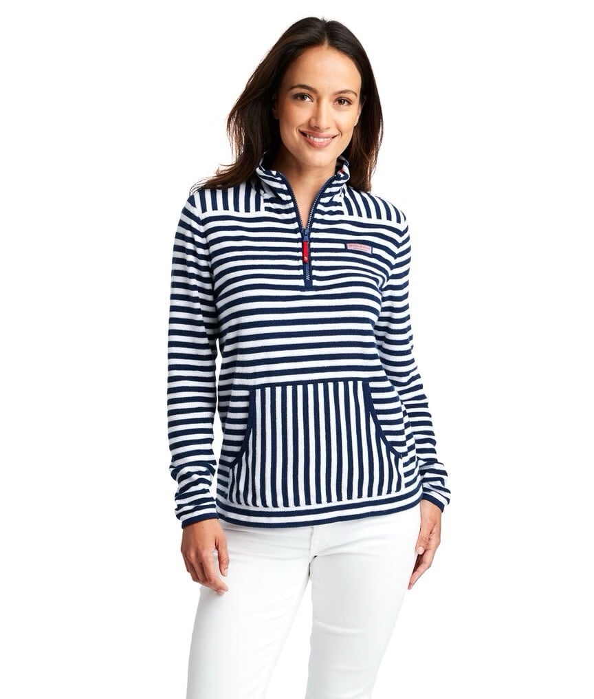 Vineyard Vines Striped Terry Towel Relaxed Shep Pullover