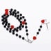 6MM Black Beaded Red Rose Rosary Necklace Women Chain Crucifix Cross Pendant