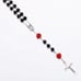 6MM Black Beaded Red Rose Rosary Necklace Women Chain Crucifix Cross Pendant