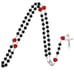 6MM Black Beaded Red Rose Rosary Necklace Women Chain Crucifix Cross Pendant