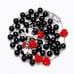 6MM Black Beaded Red Rose Rosary Necklace Women Chain Crucifix Cross Pendant