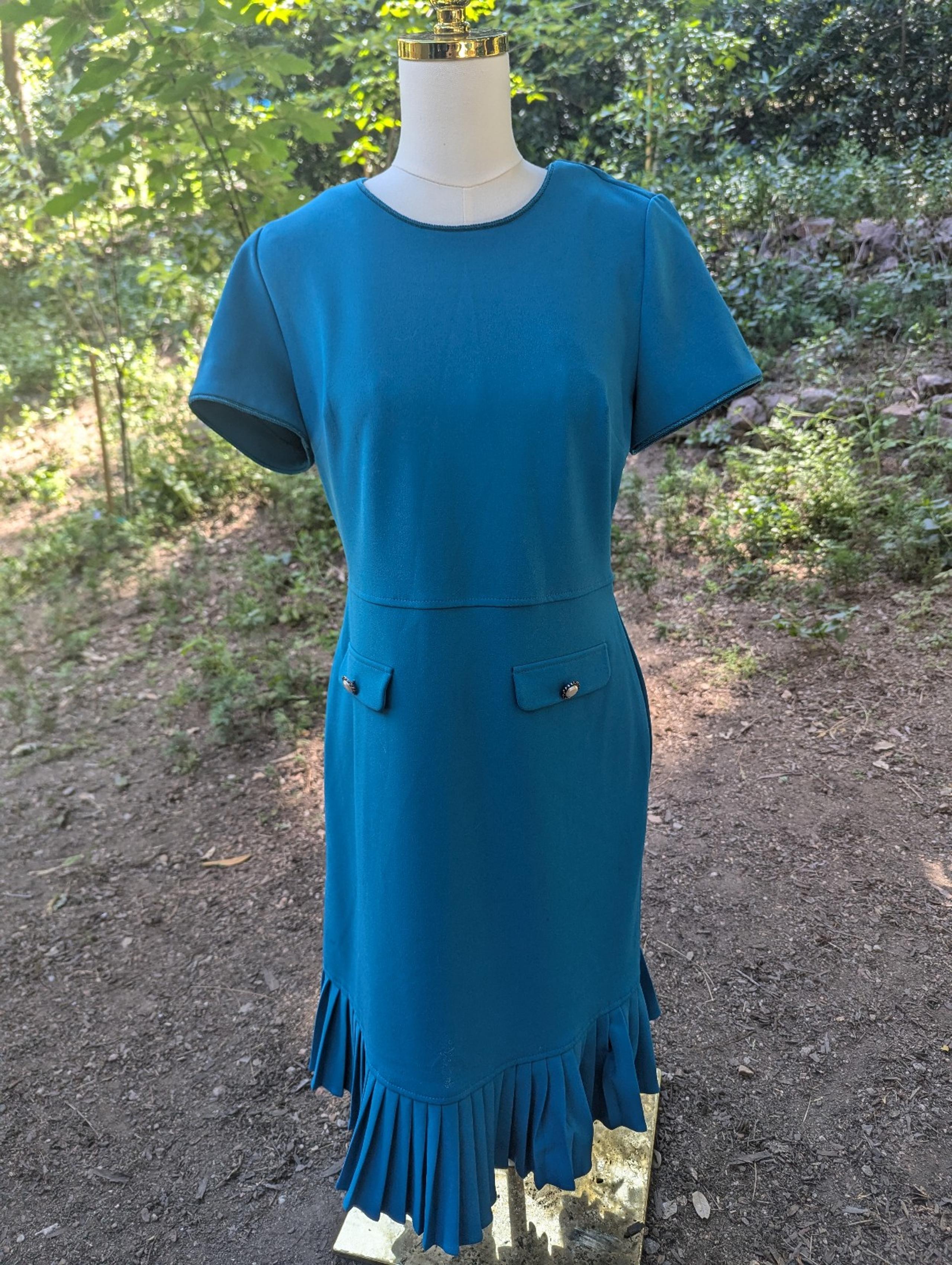Karl Lagerfeld Blue Sheath Midi Dress Crew Neck Short Sleeve