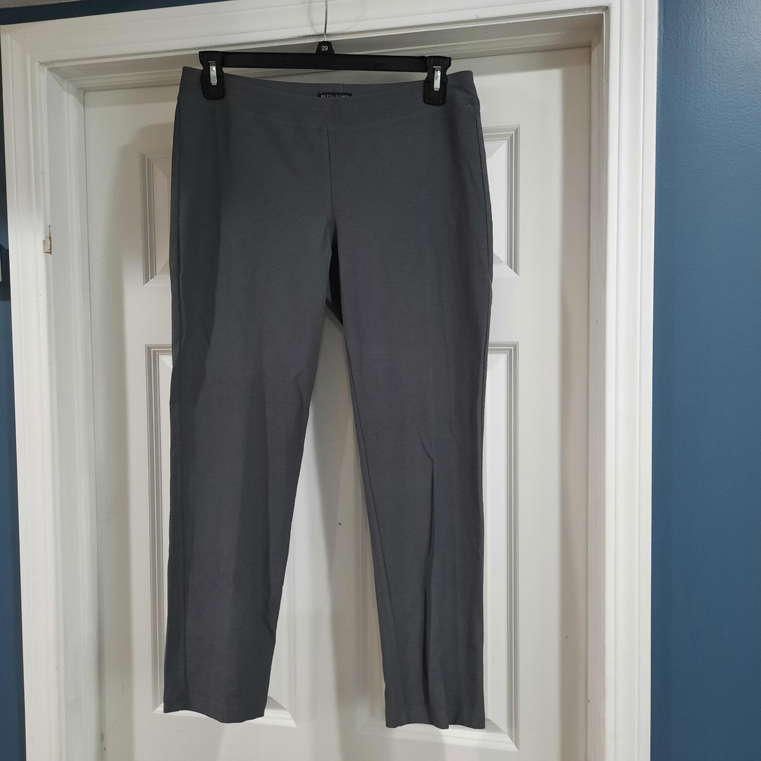 Eileen Fisher Pants Womens Medium Gray Washable Crepe Slim Ankle Pull On