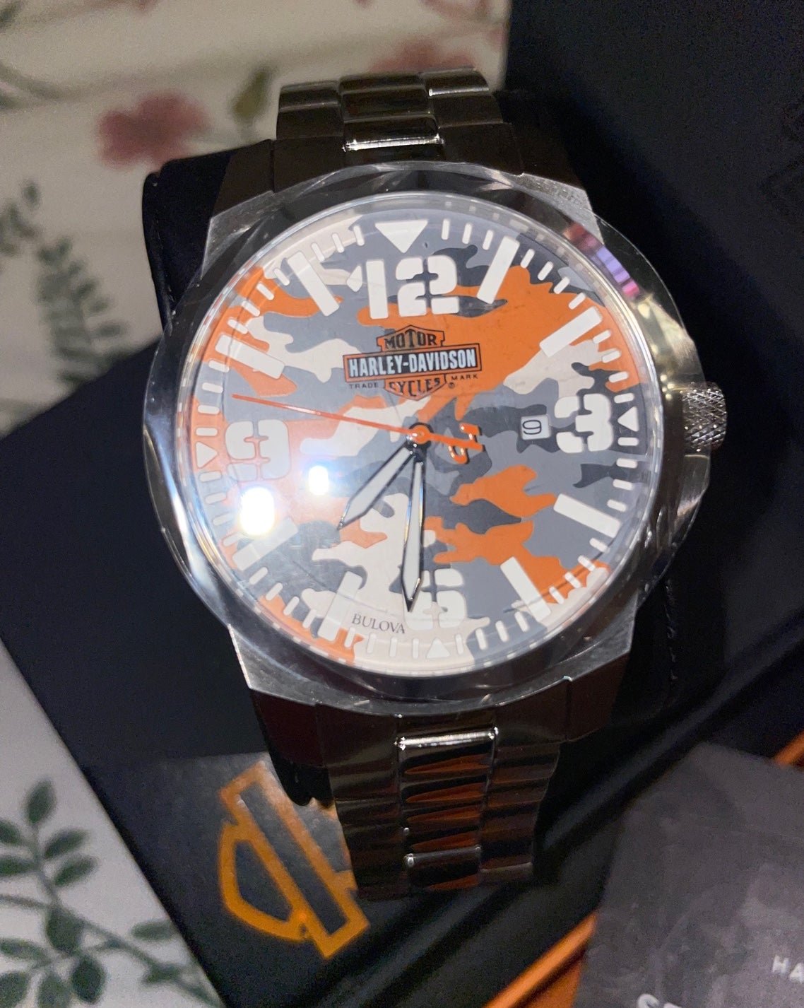 Harley-Davidson® Men's Bar & Shield Logo Camo Print Stainless Steel Watch