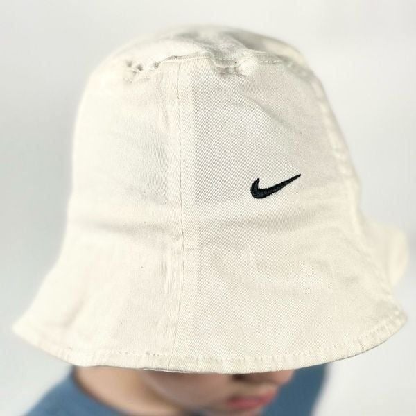 Vintage Nike Bucket Hat Small White Center Check Swoosh Y2K RARE