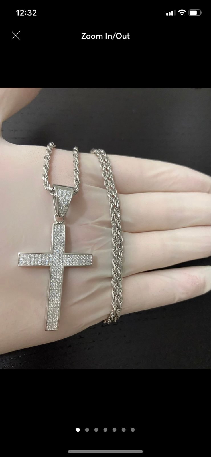 Real 925 silver diamond cross necklace