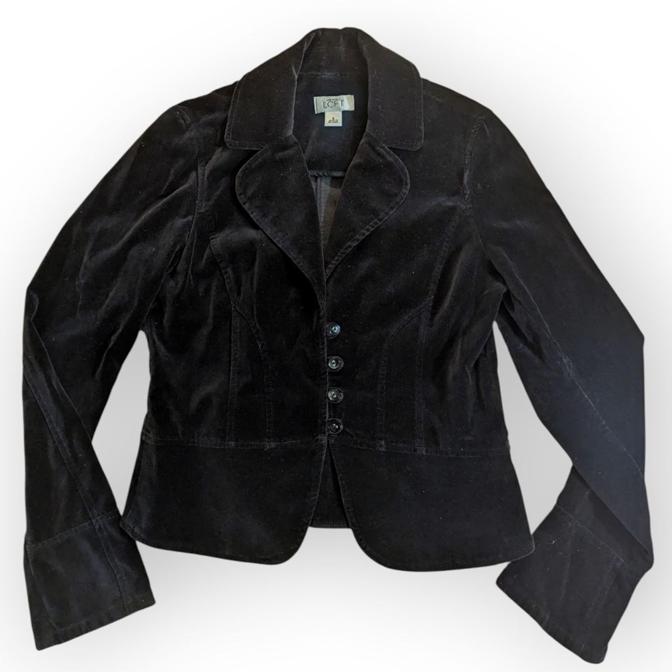 LOFT Black Velvet Blazer Jacket Size 6